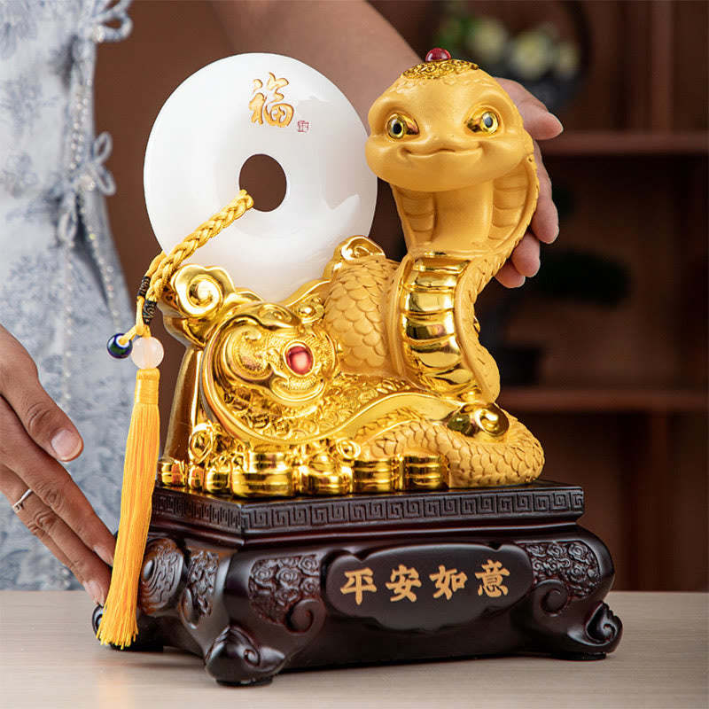Year of the Snake Fu Character Peace Buckle Peace and Happiness Resin Home Statue Decoration