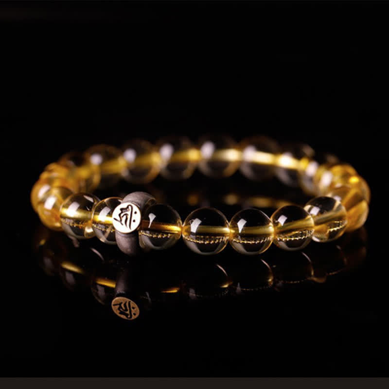 925 Sterling Silver Chinese Zodiac Natal mystic zen Citrine Protection Bracelet
