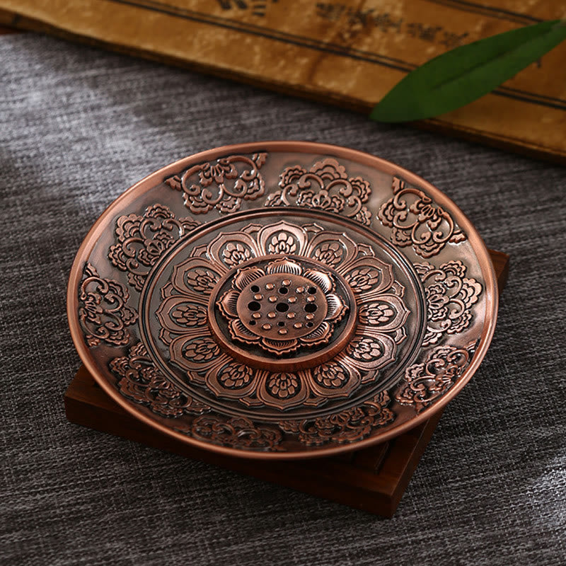 Lotus Dragon Phoenix Eight Auspicious Symbols Zinc Alloy Incense Stick Holder Healing Incense Burner Decoration