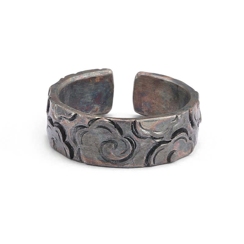 999 Sterling Silver Auspicious Clouds Adjustable Protection Ring