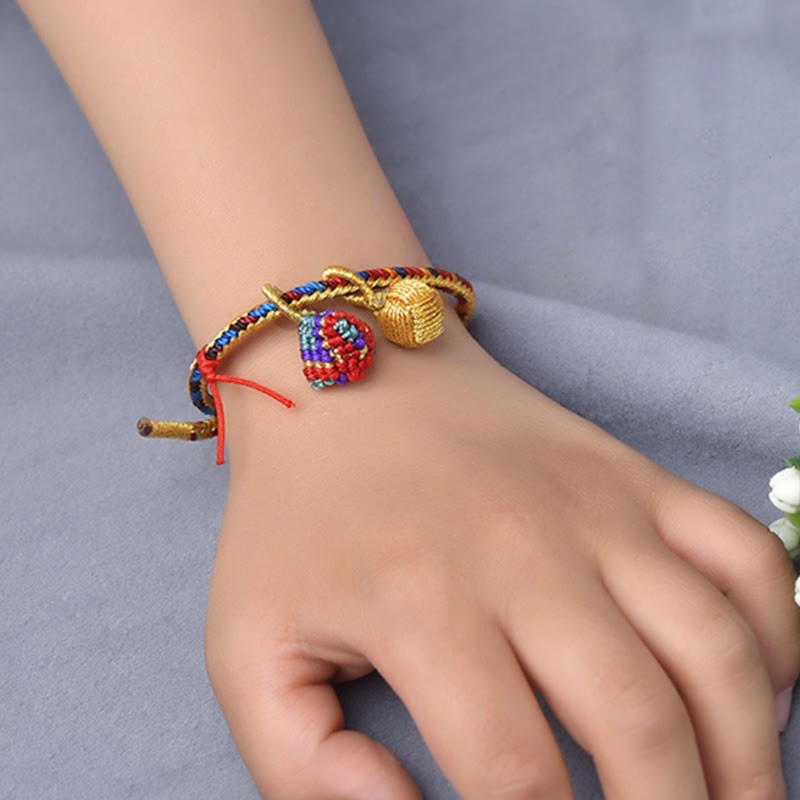 Colorful Rope Luck Handmade Zongzi Golden Ball Charm Bracelet