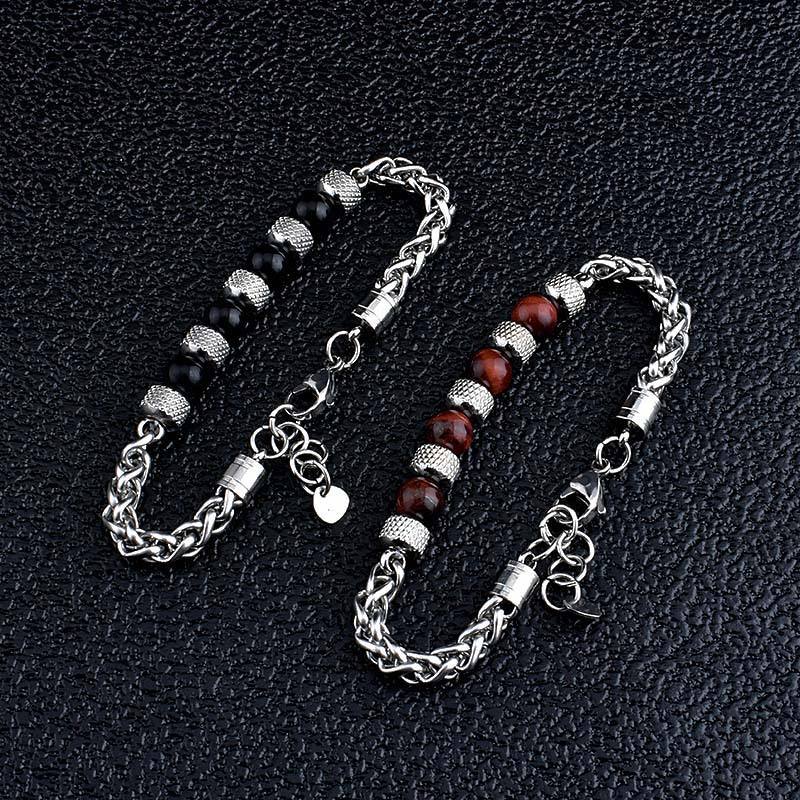 Black Onyx Tiger Eye Bead Courage Bracelet