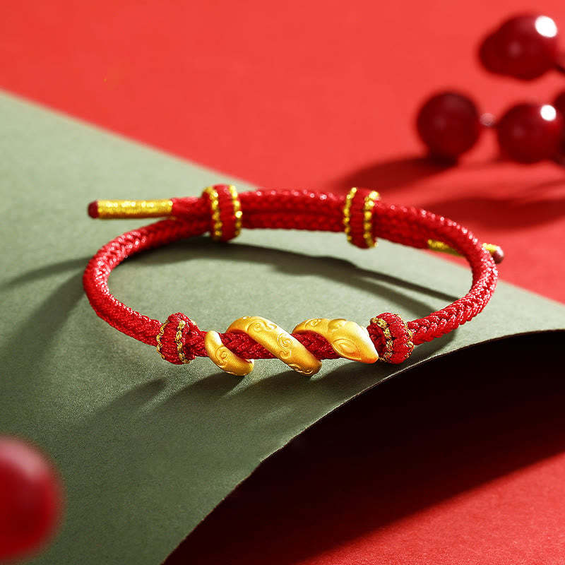 999 Gold Red String Year Of The Snake Protection Bracelet