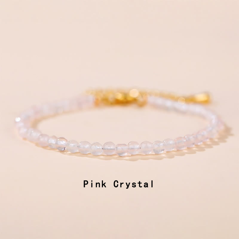 Strawberry Quartz Prehnite Peridot Lazurite Pink Crystal Tourmaline Healing Chain Bracelet