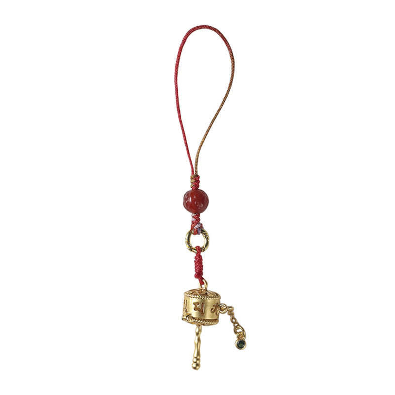Tibetan Om Mani Padme Hum Prayer Wheel Amulet Charm Protection Phone Hanging Decoration