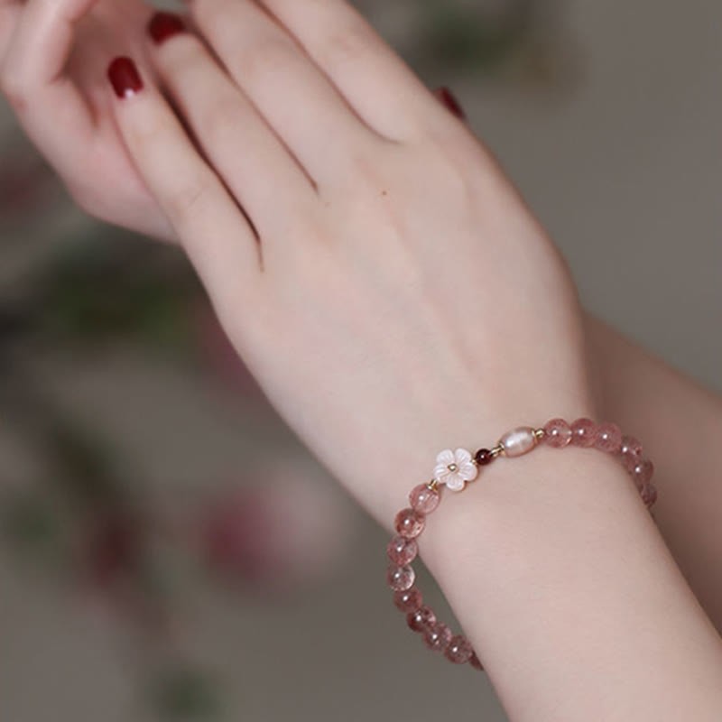 Strawberry Quartz Peach Blossom Love Bracelet