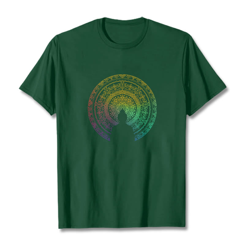 Colorful Gradient Mandala mystic zen Cotton Tee T-shirt