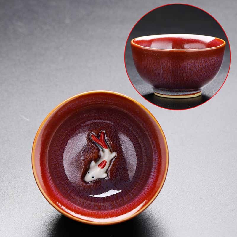 Small Koi Fish Kiln Change Chinese Jianzhan Ceramic Teacup Kung Fu Tea Cup 60ml