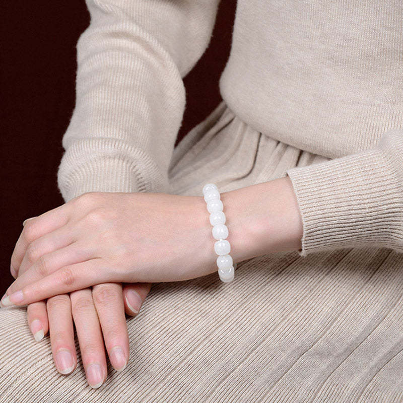 Hetian White Jade Happiness Blessing Bracelet