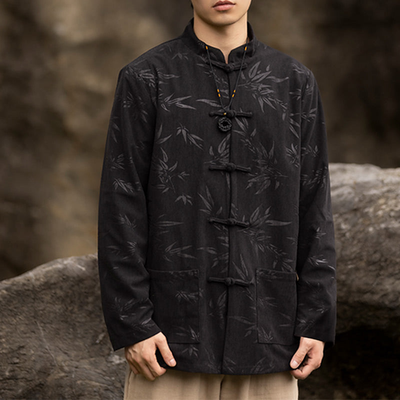 Bamboo Leaves Clothing Chinese Tang Suit Jacket Coat Men Clothing