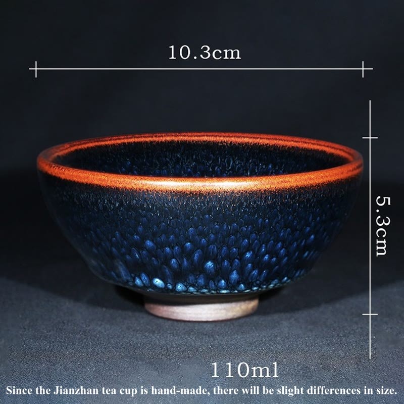 Handmade Blue Francolinus Spot Chinese Jianzhan Ceramic Teacup Kung Fu Tea Cup Bowl