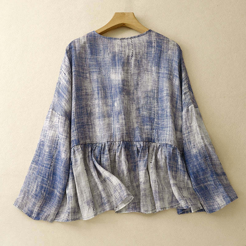 Tie-Dye Button Long Sleeve Cotton Shirt