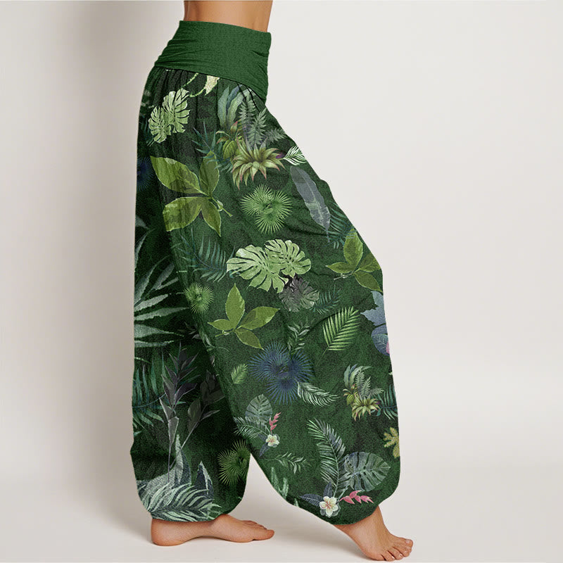 Colorful Tropical Foliage Women's Elastic Waist Harem Pants