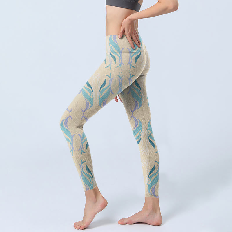 Blue Purple Green Lines Gym Leggings Women's Yoga Pants