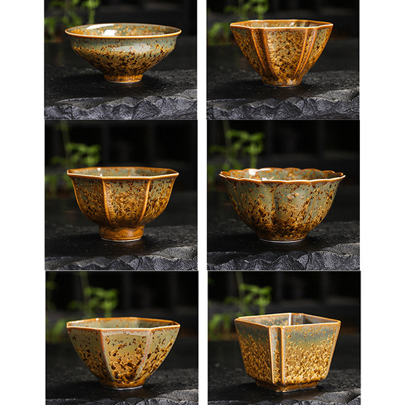 Colorful Brown Ceramic Teacup Kung Fu Tea Cup Bowl