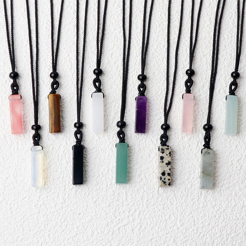 Various Rectangular Crystal Amethyst Green Aventurine Healing Necklace Pendant