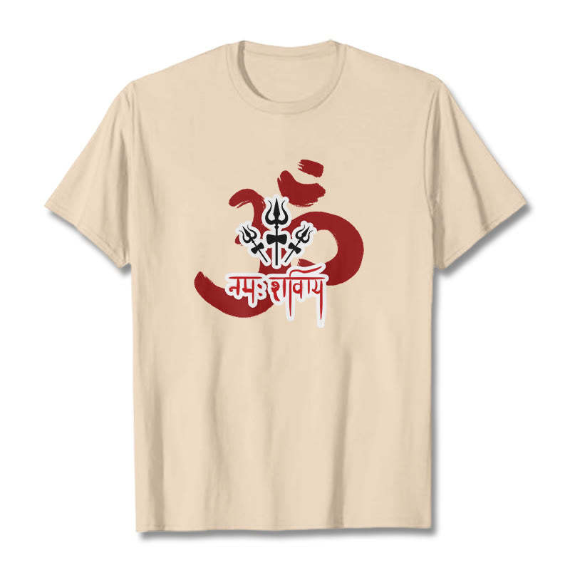 OM NAMAH SHIVAYA Three Small Tridents Cotton Tee T-shirt