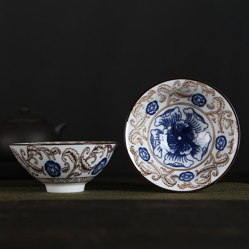 Flowers Fu Character Mountains Lotus Cherry Blossoms Ceramic Teacup Kung Fu Tea Cup