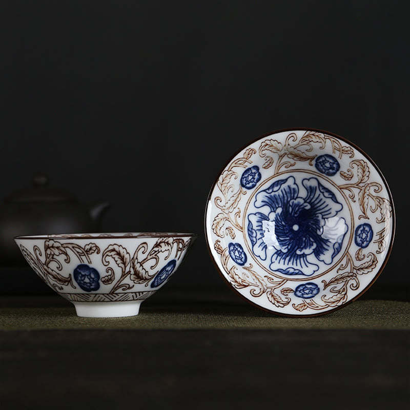 Flowers Fu Character Mountains Lotus Cherry Blossoms Ceramic Teacup Kung Fu Tea Cup
