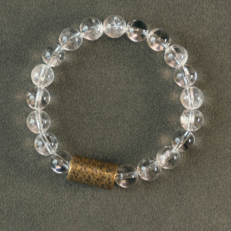 White Crystal Red Hematoid Quartz Gold Rutilated Quartz Purple Phantom Protection Bracelet