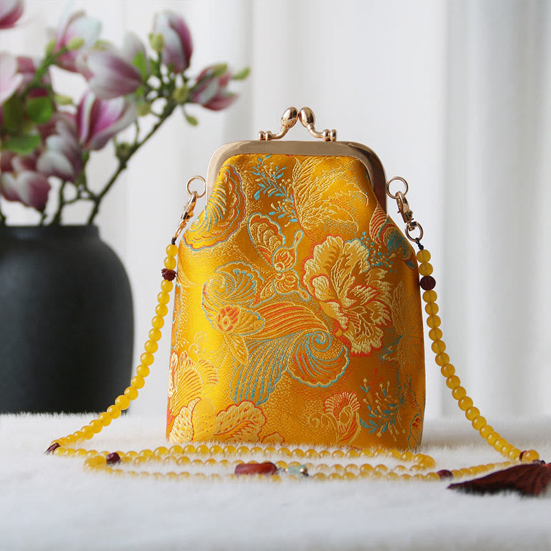 Retro Chinese Embroidery Pearl Chain Crossbody Bag Shoudler Bag