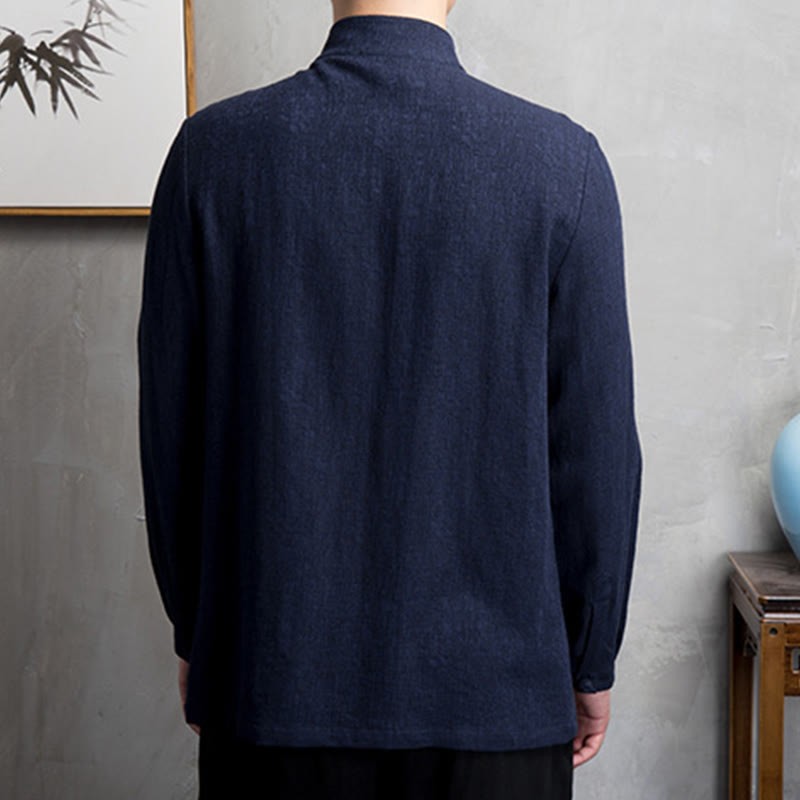 Solid Color Chinese Tang Suit Cotton Linen Jacket Men Clothing