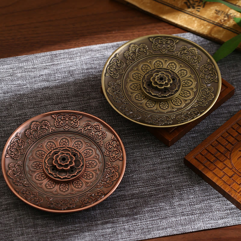 Lotus Dragon Phoenix Eight Auspicious Symbols Zinc Alloy Incense Stick Holder Healing Incense Burner Decoration