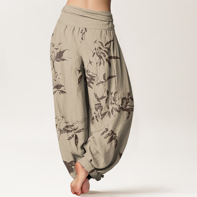 Branch Pattern Women's Elastic Waist Harem Pants