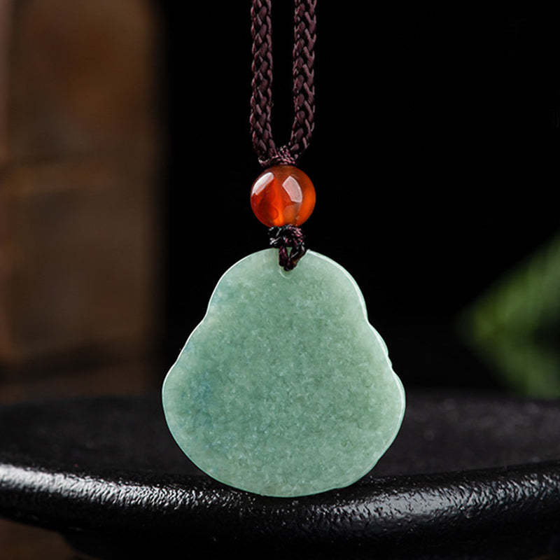 Laughing mystic zen Cyan Jade Success Necklace String Pendant