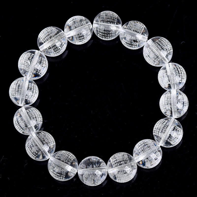 Heart Sutra Natural White Crystal Protection Bracelet