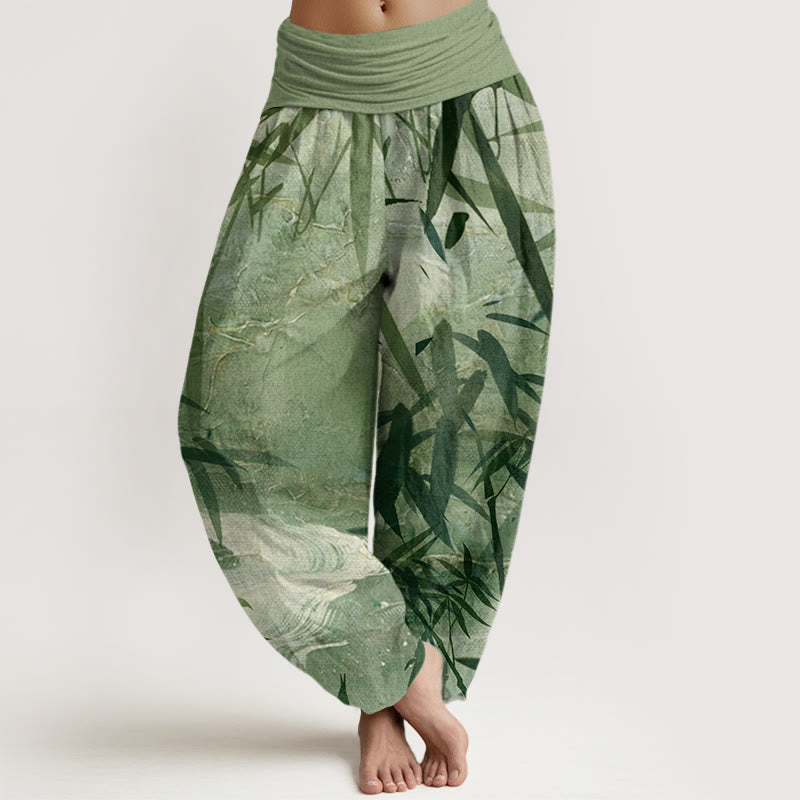 Mountains River Bamboo Pattern Women's Elastic Waist Harem Pants