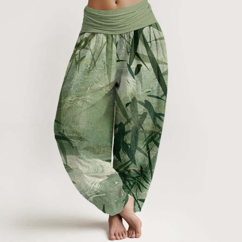 Mountains River Bamboo Pattern Women's Elastic Waist Harem Pants