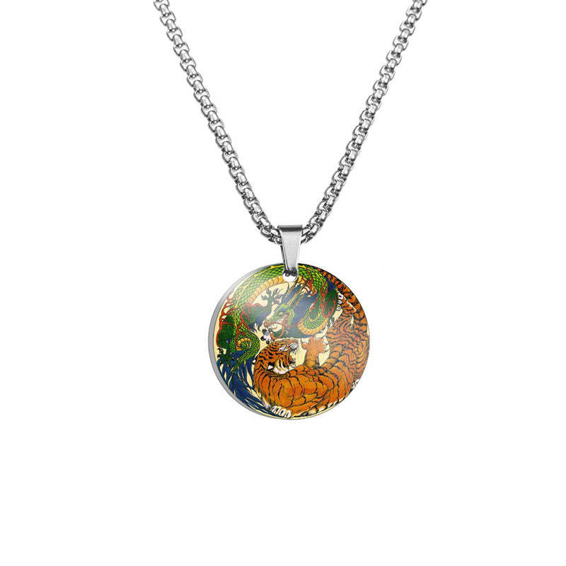 Yin Yang Koi Fish Dragon Titanium Steel Harmony Necklace Pendant (Extra 40% Off | USE CODE: FS40)