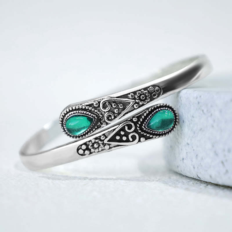Zircon Water Drop Pattern Healing Cuff Bracelet Bangle