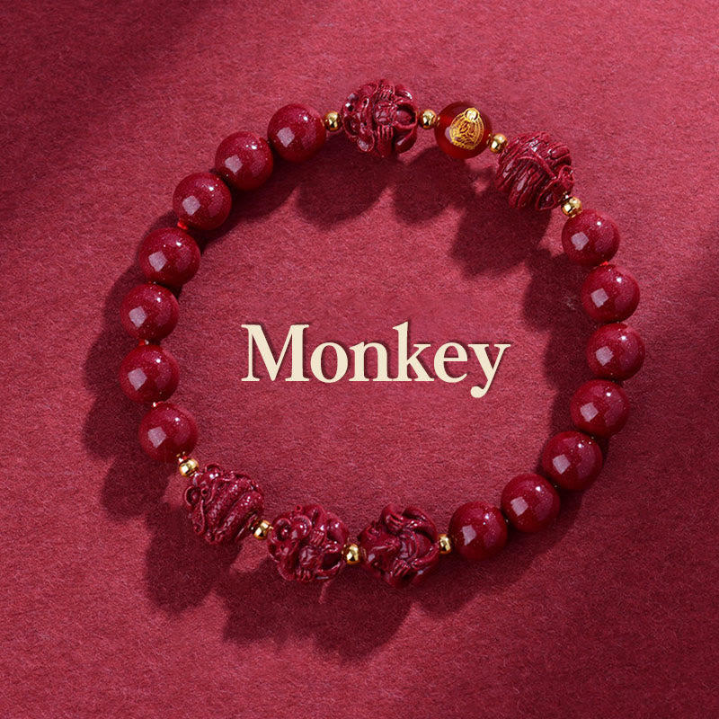 Chinese Zodiac Cinnabar Keep Away Evil Spirits Blessing Bracelet