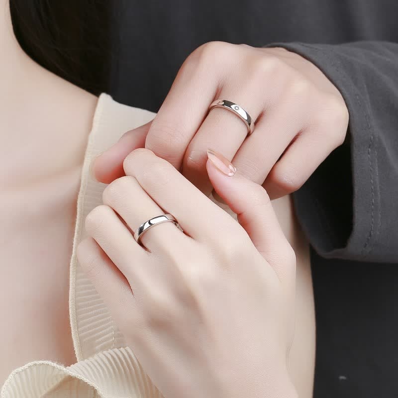 925 Sterling Silver Sun Moon Protection Adjustable Couple Ring