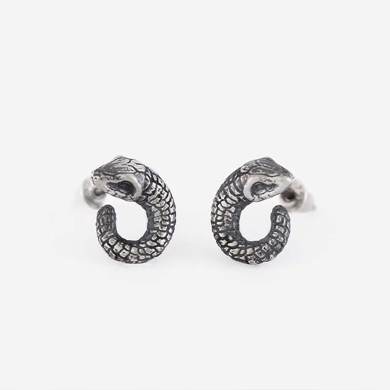 999 Sterling Silver Snake Texture Year Of The Snake Protection Balance Earrings