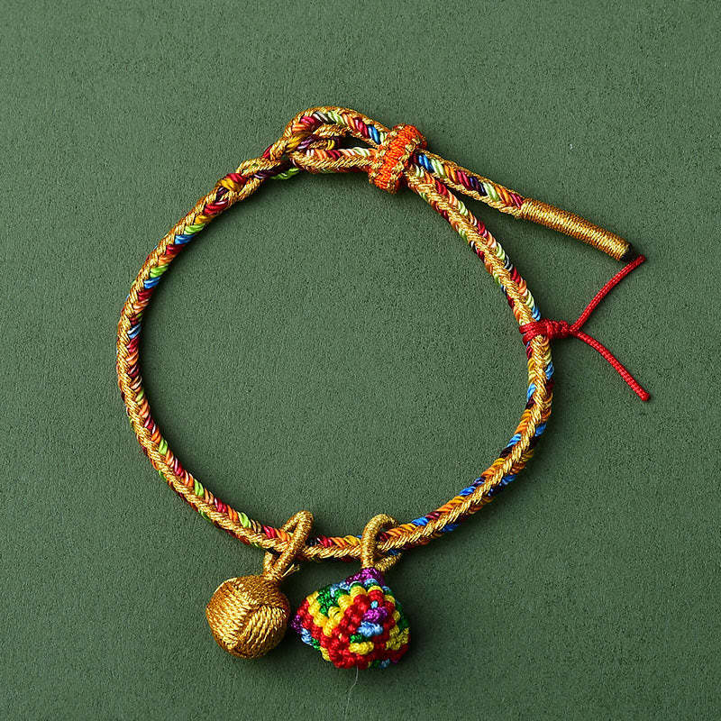 Colorful Rope Luck Handmade Zongzi Golden Ball Charm Bracelet