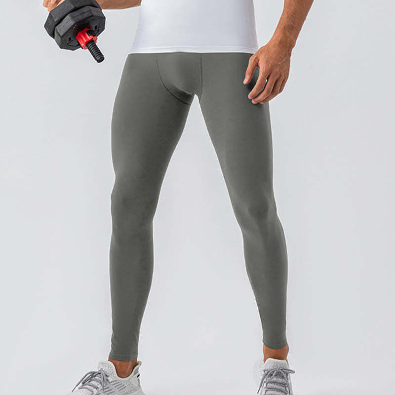 Plain High Waist Elastic Breathable Sports Men's Leggings Pants