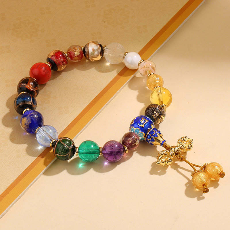 Tibetan Colorful Incense Ash Liuli Glass Bead Om Mani Padme Hum Dorje Vajra 18 Beads Wrist Mala