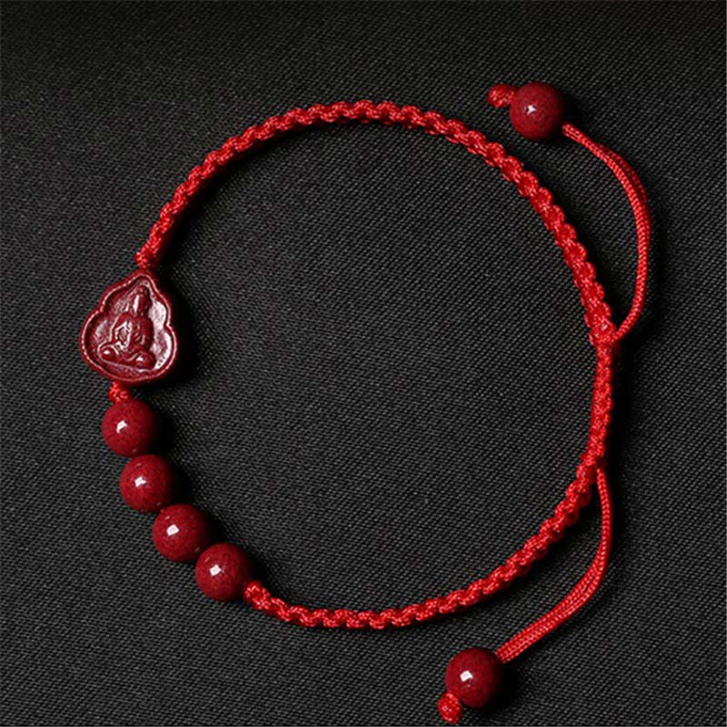 Laughing mystic zen Avalokitesvara Cinnabar Blessing String Bracelet