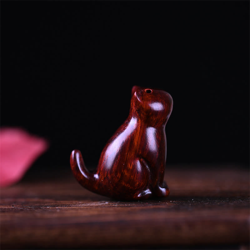 Small Leaf Red Sandalwood Ebony Wood Sandalwood Green Sandalwood Lucky Mini Cat Deer Sooth Phone Hanging Decoration