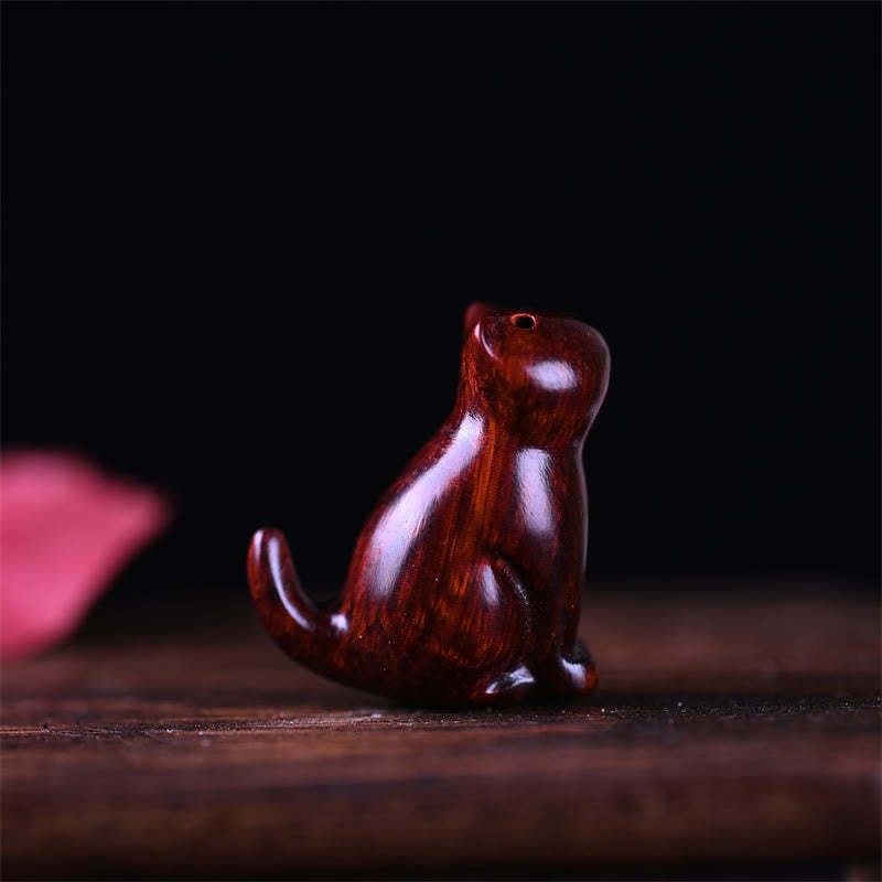 Small Leaf Red Sandalwood Ebony Wood Sandalwood Green Sandalwood Lucky Mini Cat Deer Sooth Phone Hanging Decoration