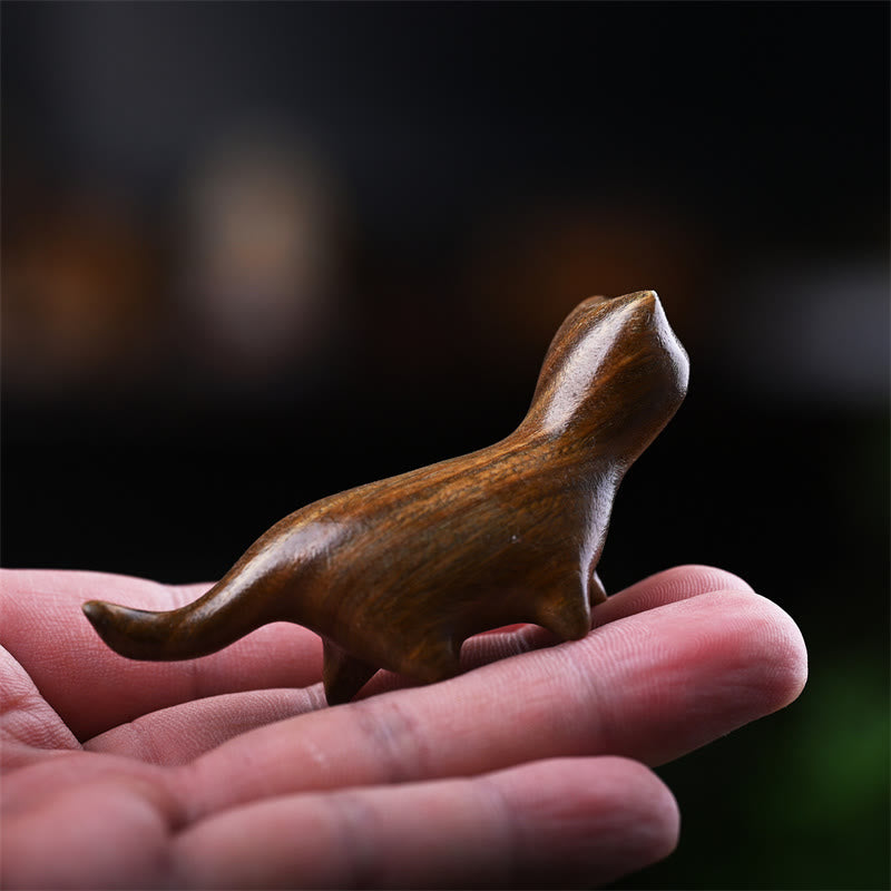 Green Sandalwood Small Leaf Red Sandalwood Ebony Wood Rainbow Wood Lucky Mini Walking Cat Positive Decoration
