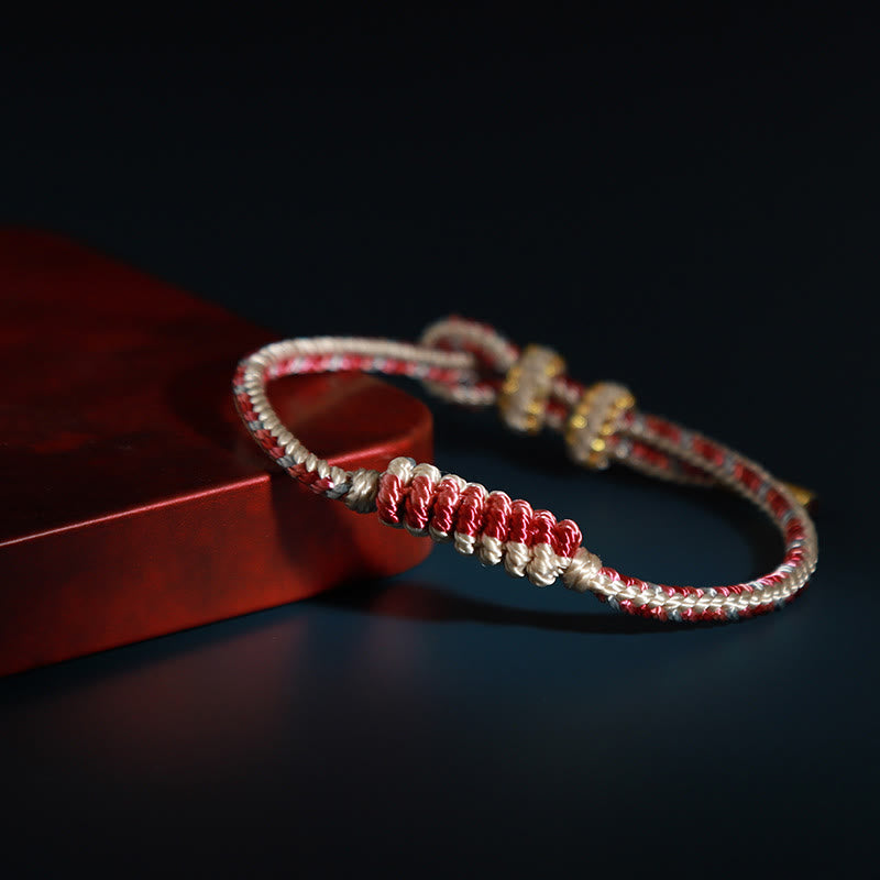 Tibetan Handmade Eight Thread Peace Knot Prayer Wheel Braided Protection Bracelet