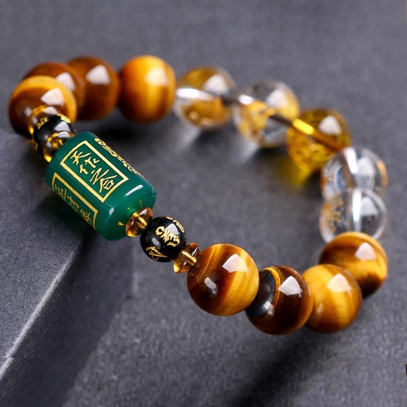 Chinese Zodiac Tiger Eye White Crystal Courage Bracelet
