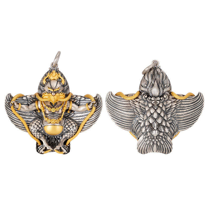 925 Sterling Silver Tibetan Garuda Bird Wisdom Necklace Pendant
