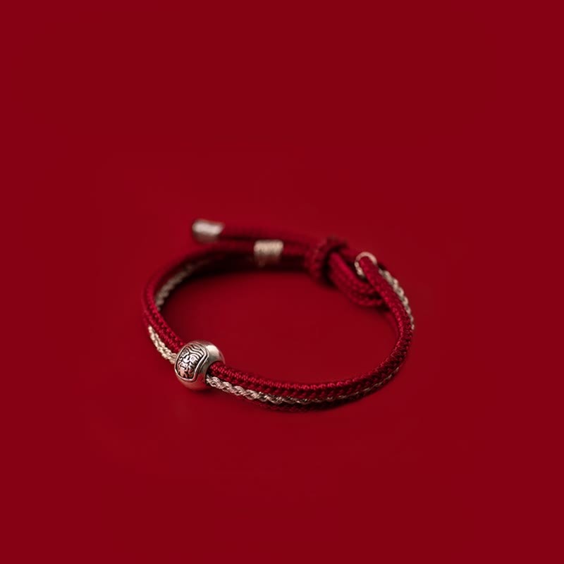925 Sterling Silver Tibetan Zakiram Goddess of Wealth Luck Rope Bracelet