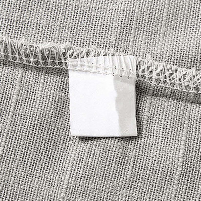 Loose Men's Shirt Solid Color Notched Neck Top Short Sleeve Comfy Button Breathable Cotton Linen Shirt