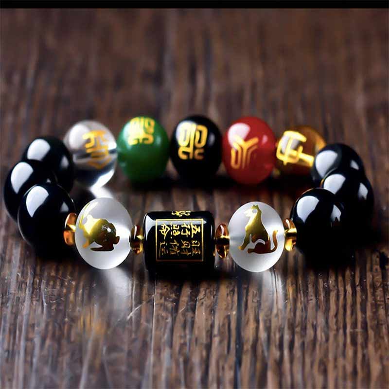 Chinese Zodiac Feng Shui Obsidian Five-Element Wealth Porsperity Bracelet (Extra 30% Off | USE CODE: FS30)